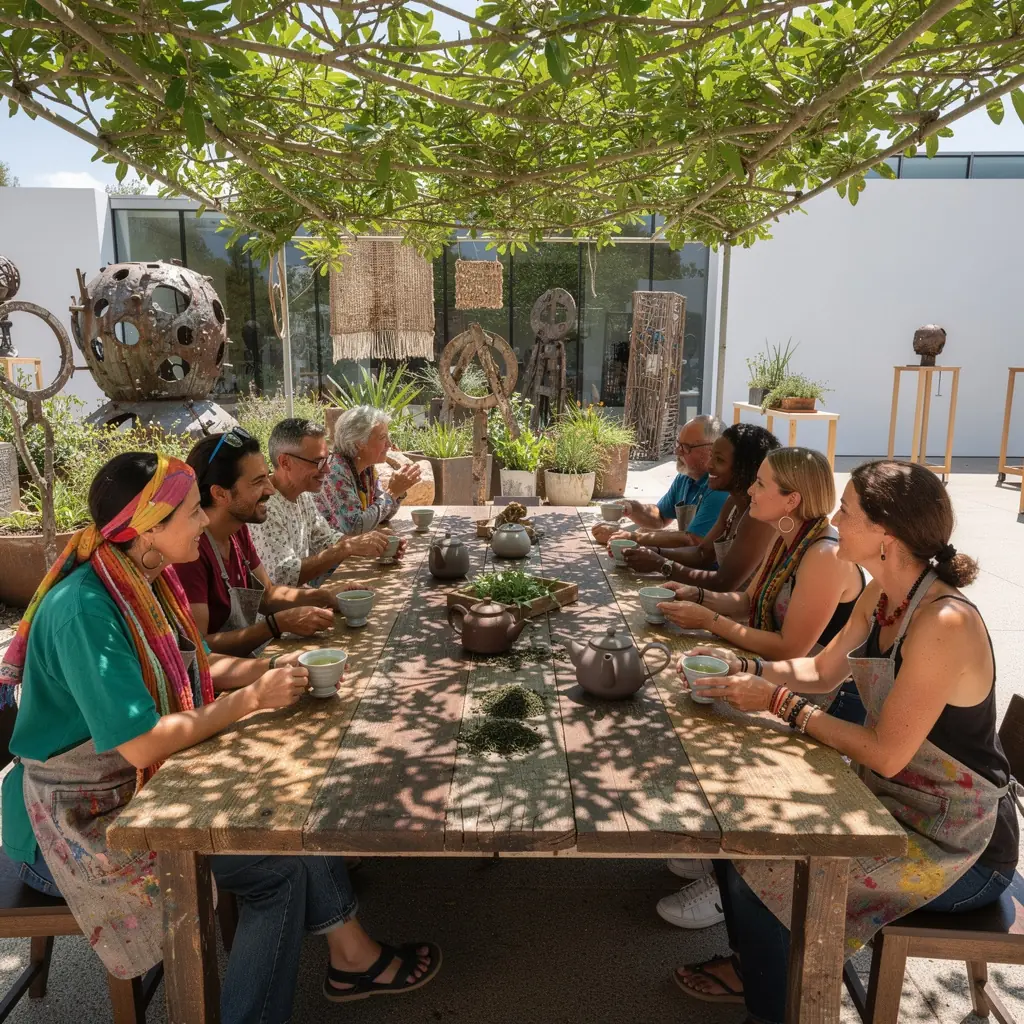 Zöld tea szüretelése, a domboldalon elterülő teaföldeken.